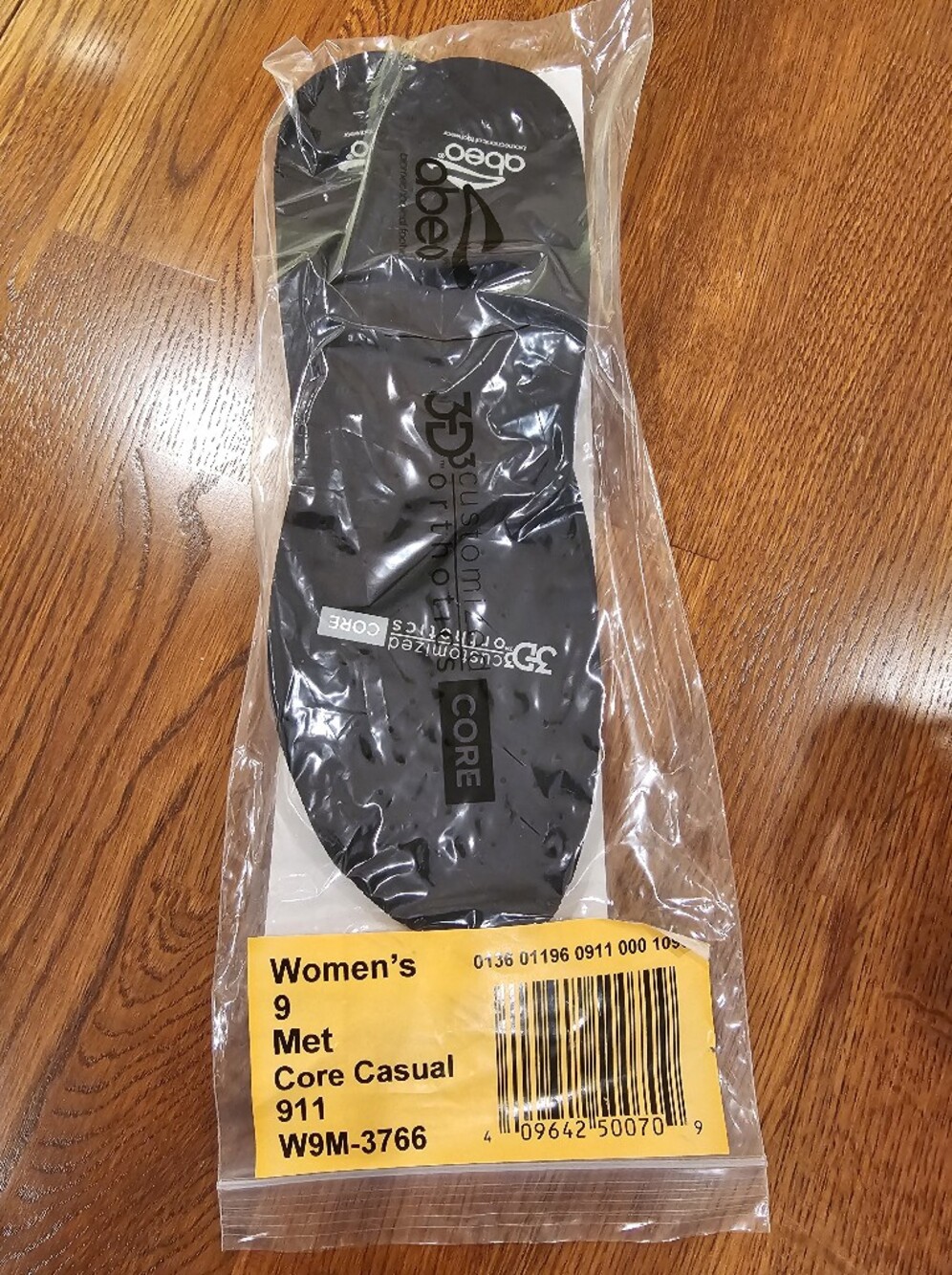 Abeo Black Women's 3D CustomFit CORE Insoles Size 9